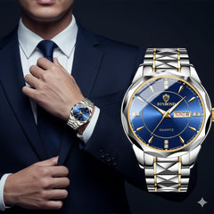 Binbond Men’s Quartz Watch – Classic Design with Stainless Steel Band