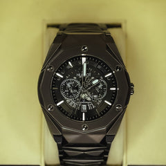 Hublot Big Bang Chronograph Watch – Diamond-Cut Faceted Design with Metal Bracelet