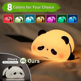 Lazy Silicone Panda Night Light – Tap Control Color-Changing LED Lamp