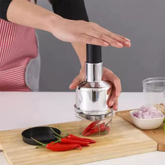 Manual Hand-Press Vegetable & Onion Chopper – Seconds Mein Fast Cutting (No Electricity)