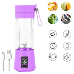 Portable USB Rechargeable Juicer Blender – 380ml Mini Smoothie Maker with 6 Stainless Steel Blades
