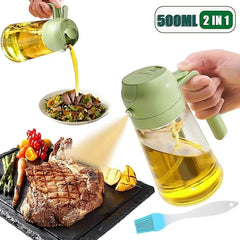 “Versatile 2-in-1 Oil Sprayer & Pourer – 500ml Glass Kitchen Bottle | COD Pakistan”