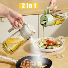 “Versatile 2-in-1 Oil Sprayer & Pourer – 500ml Glass Kitchen Bottle | COD Pakistan”
