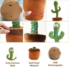 Dancing Talking Cactus Toy with USB Charge – Singing & Mimicking Plush Toy