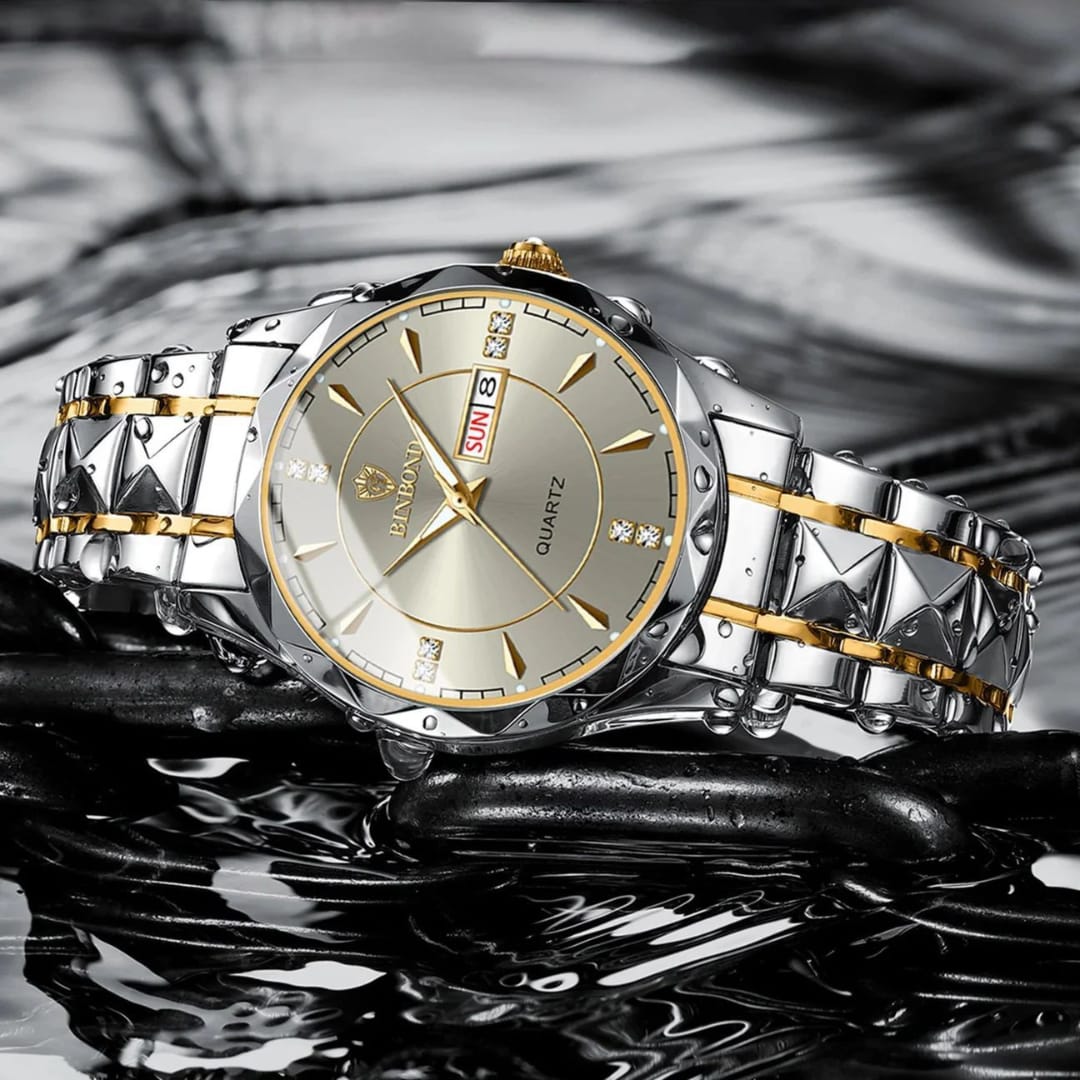 Binbond Men’s Quartz Watch – Classic Design with Stainless Steel Band