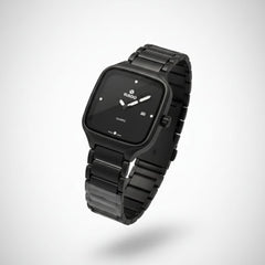 Rado Black Titan Quartz Watch – Square Dial with Metal Band