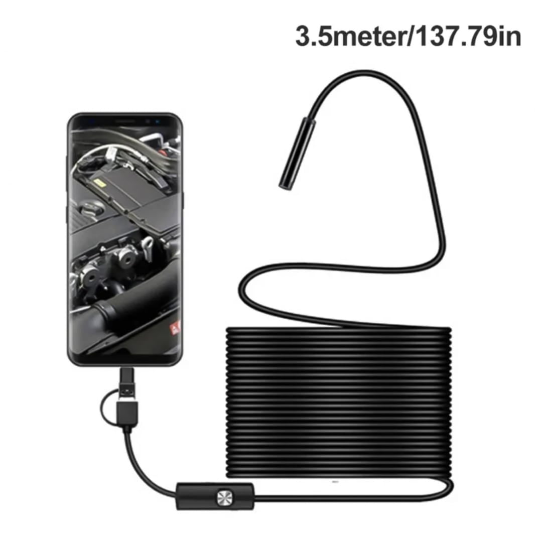 3-in-1 USB Endoscope Inspection Camera – Android, iPhone & PC Compatible | HD Borescope with LED Light