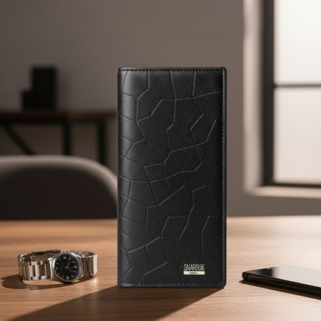 Black PU Long Leather Wallet – Classy Look, Smart Storage (Men & Women)