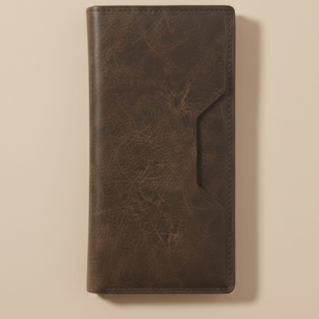 Brown Long Leather Wallet – Premium Look, Smart Storage (Long Wallet Design)