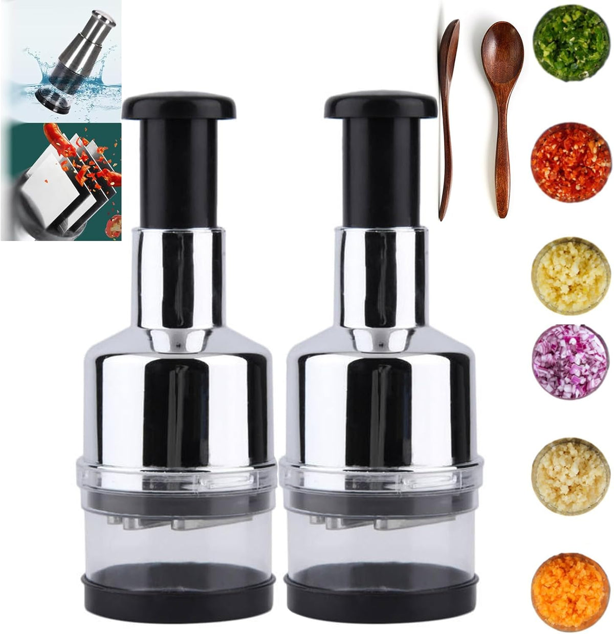 Manual Hand-Press Vegetable & Onion Chopper – Seconds Mein Fast Cutting (No Electricity)