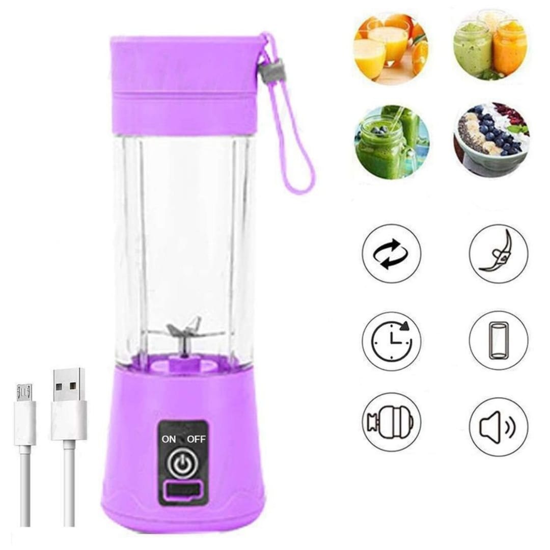 Portable USB Rechargeable Juicer Blender – 380ml Mini Smoothie Maker with 6 Stainless Steel Blades