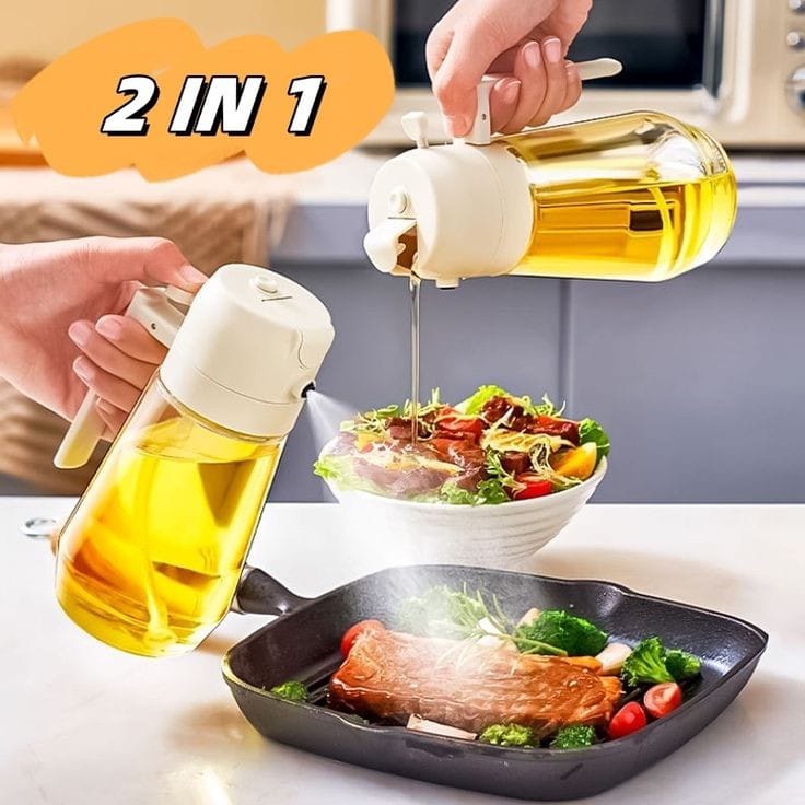 “Versatile 2-in-1 Oil Sprayer & Pourer – 500ml Glass Kitchen Bottle | COD Pakistan”