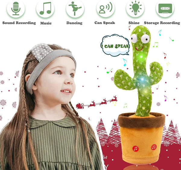 Dancing Talking Cactus Toy with USB Charge – Singing & Mimicking Plush Toy
